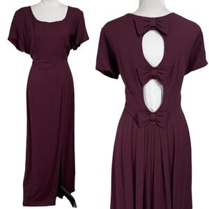 NEW Vintage Jeffrey & Dara Evenings Maxi Dress Gown Size 16 Cutout Back Bow Tail